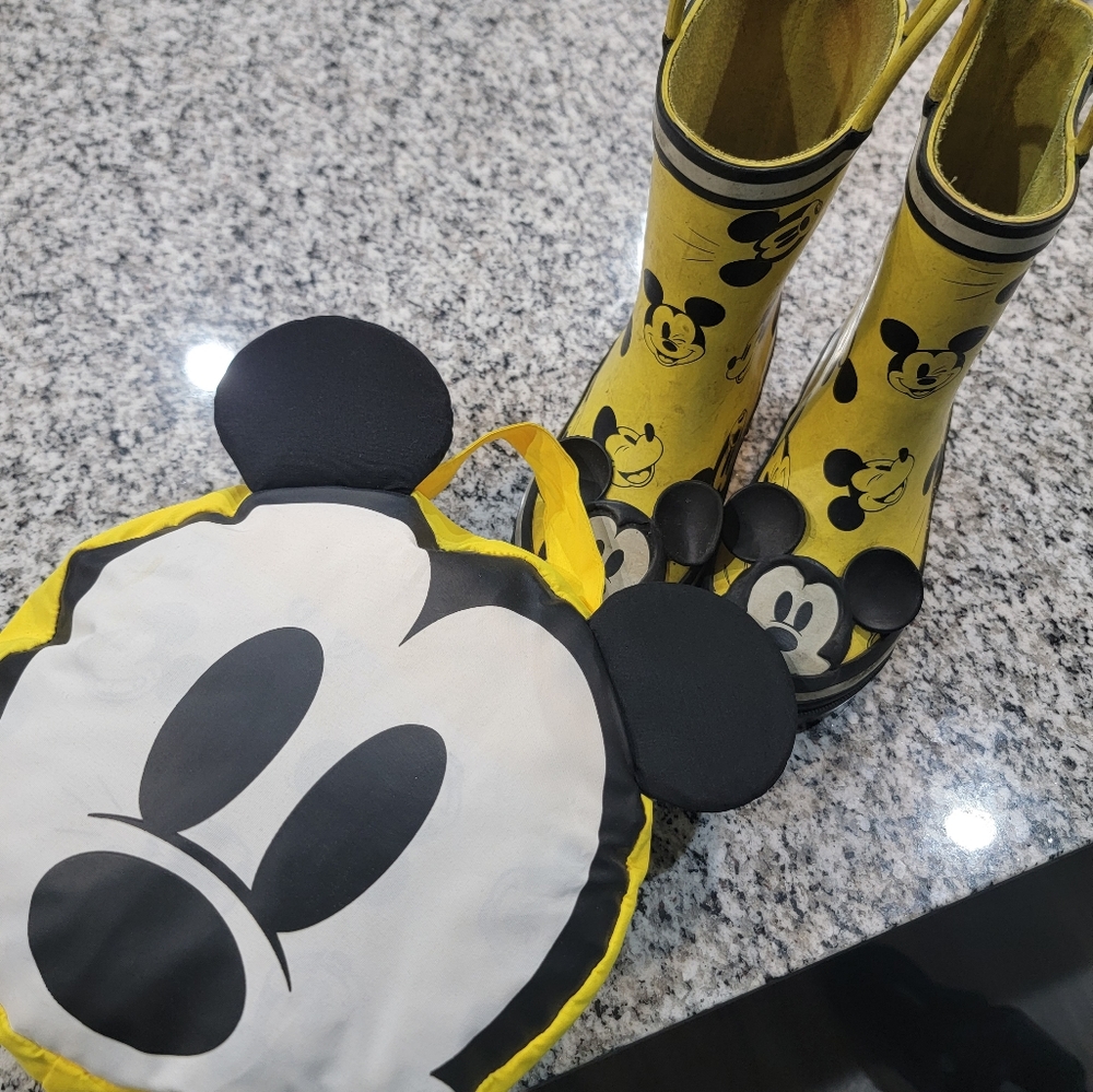 Disney mickey rain boots with rain jacket